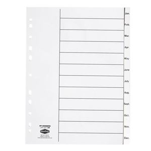 Picture of BOARD DIVIDER JAN-DEC WHITE UNPUNCHED